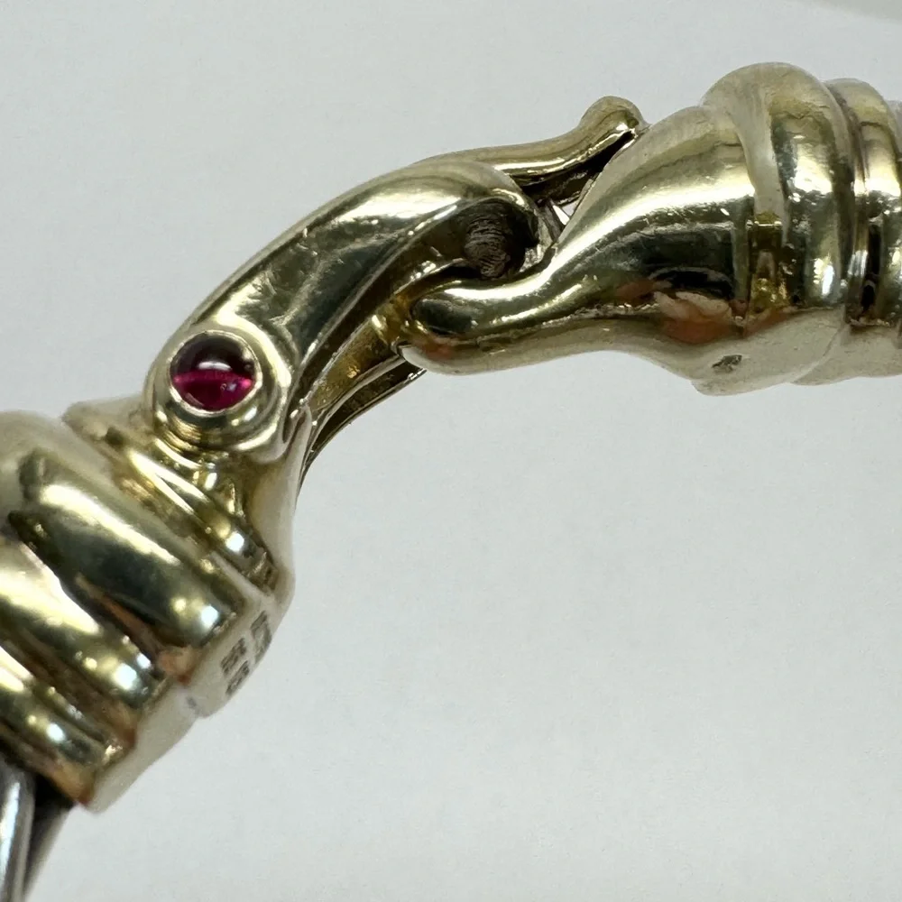 David Yurman 10mm Gold Buckle Sterling Silver Bracelet - Picture 7 of 11